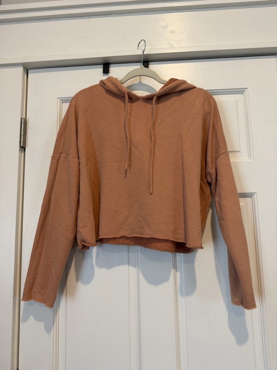 aerie Tops - aerie Cropped Hooded Sweatshirt - Rust